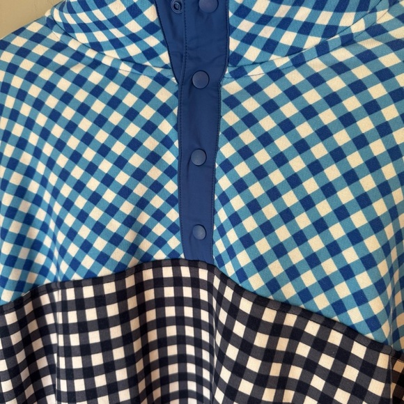 Draper James X Lands End Men’s 1/4 Snap Blue Gingham Coastal Pullover Size XL - Picture 4 of 7